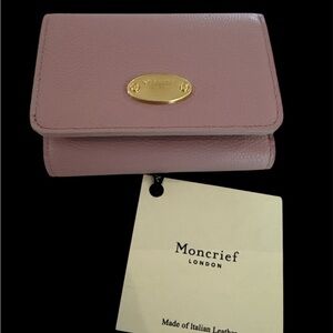 Moncrief London New w/ tags Pink Pebbled Leather Wallet with Gold Emblem